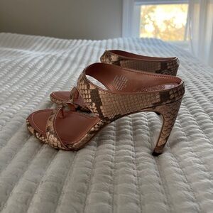 Vince Camuto Snakeskin Heels in Tan and Brown
